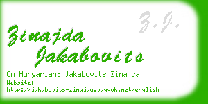 zinajda jakabovits business card